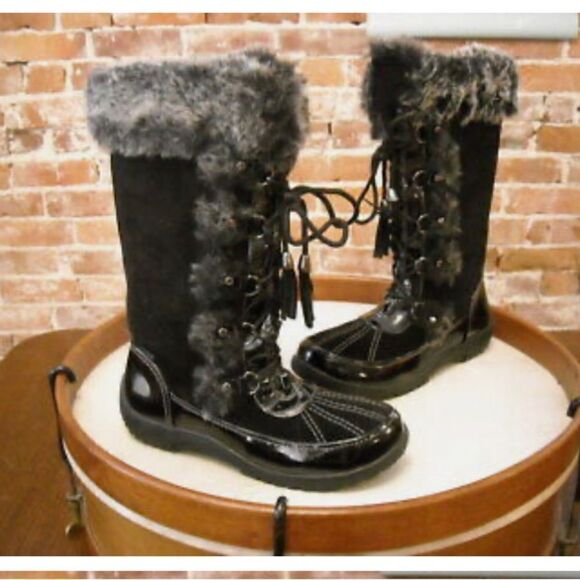 Sporto Millie Black Suede Lace-up Winter Snow Boot Size 11W. - Picture 2 of 6